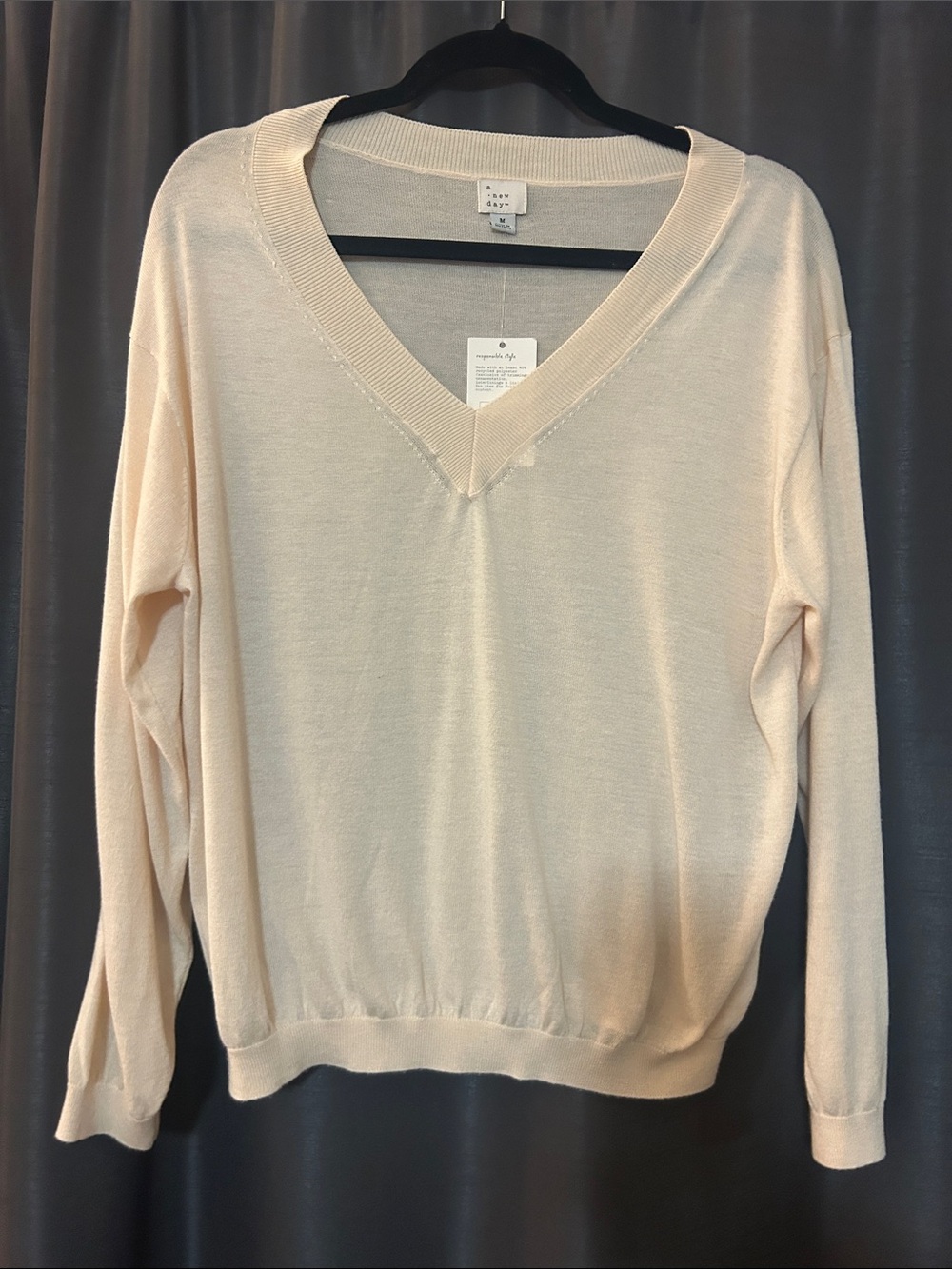 a new day V-neck Pullover Sweater - Light Peach